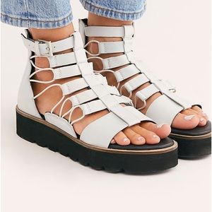 NWT Free People White Leather Gladiator Platform